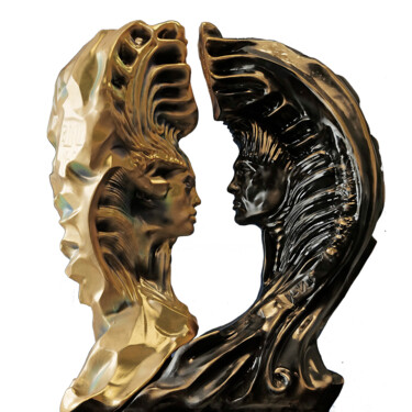 Sculpture titled "Interfatum  Diptych" by Krzysztof Plonka, Original Artwork, Bronze