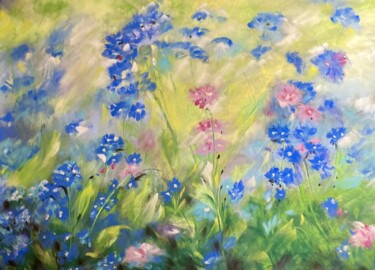 Картина под названием "Dans la prairie" - Marie-Christine London, Подлинное произведение искусства, Пастель