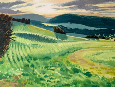Pittura intitolato "Rolling Fields" da Chisha Paszczyk, Opera d'arte originale, Olio