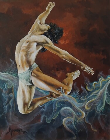 Painting titled "Ballet dancer" by Theodoros Markopoulos, Original Artwork, Acrylic Mounted on Cardboard
