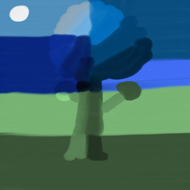 제목이 "Tree in sunrays"인 디지털 아트 Hans Korevaar로, 원작, 디지털 페인팅