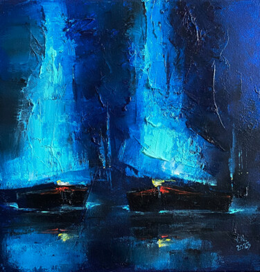 Blue sails 2 Картина под названием "Blue sails 2" - Volodymyr Nezdiimynoha, Подлинное произведение искусства, Масло Установлен на Деревян…