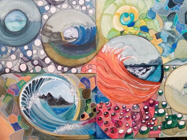 Painting titled "Points of view" by Yannick Cabon, Original Artwork, Acrylic Mounted on Wood Stretcher frame