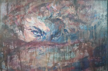 Fallen angel. Portrait of an angel. Strong look. Painting titled "Fallen angel. Portr…" by Allen Light, Original Artwork, Oil Mounted on Wood Stretcher frame