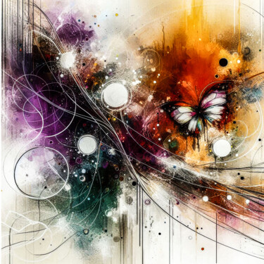 Schmetterling im abstrakten Universum #3 Картина под названием "Schmetterling im ab…" - Lee Eggstein, Подлинное произведение искусства, Цифровая печать Установлен на…