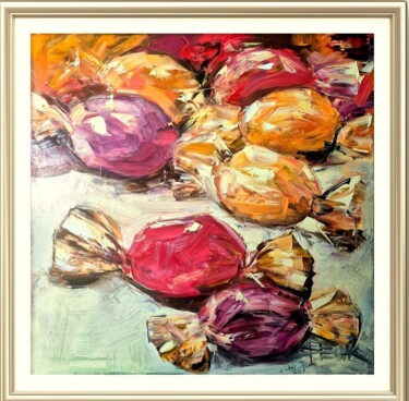 CANDIES Schilderij getiteld "CANDIES" door Sonja Brzak, Origineel Kunstwerk, Olie Gemonteerd op Frame voor houten brancard