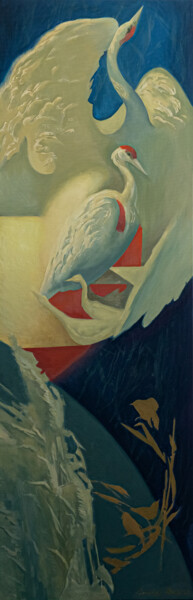 Schilderij getiteld "BIRDS, romantic nat…" door Dmytro Dotsenko, Origineel Kunstwerk, Olie