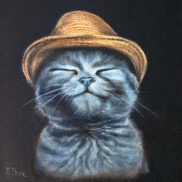 Schilderij getiteld "Cat #3" door Tanya Shark, Origineel Kunstwerk, Olie