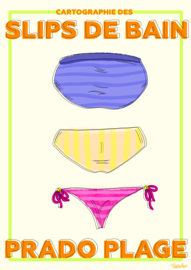 Cartographie des slips de bain , Prado Plage 「Cartographie des sl…」というタイトルのデジタルアーツ Petitetoulonによって, オリジナルのアートワーク, デジタル絵画