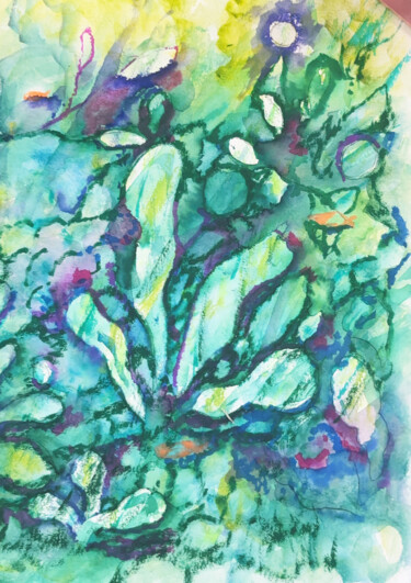 绘画 标题为“Sunlit Tide Currents” 由Janet L, 原创艺术品, 水彩