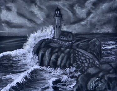 Disegno intitolato "Lighthouse 004" da Alicia Lopez, Opera d'arte originale, Carbone