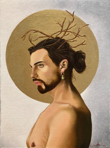Schilderij getiteld "Boy with a Pearl Ea…" door Leoartsnz, Origineel Kunstwerk, Olie