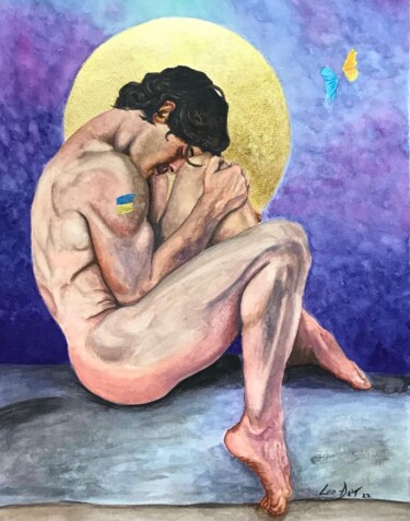 Schilderij getiteld "Strength in Times o…" door Leoartsnz, Origineel Kunstwerk, Aquarel