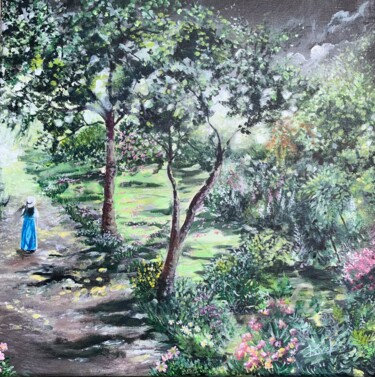 Pittura intitolato "Au bout du chemin 2" da Claire Morand, Opera d'arte originale, Acrilico Montato su Telaio per barella in…