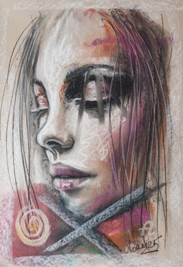 Drawing titled "La croix" by Norel, Original Artwork, Pastel