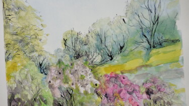 Peinture intitulée "L'été en Normandie" par Mathilde Groult, Œuvre d'art originale, Aquarelle