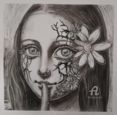 Tekening getiteld "La joconde" door Norel, Origineel Kunstwerk, Houtskool