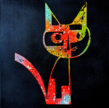 "SPACO  chat  Miro c…" başlıklı Tablo Spaco tarafından, Orijinal sanat, Akrilik Ahşap Sedye çerçevesi üzerine monte edilmiş