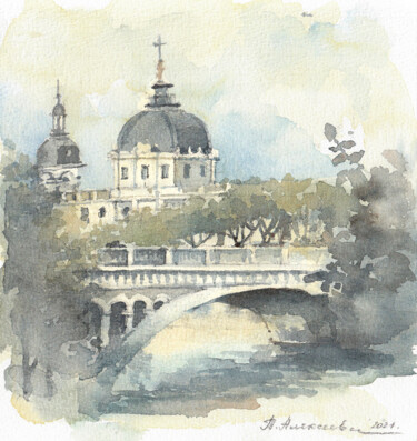 Beneath the Dome of Lyon Pittura intitolato "Beneath the Dome of…" da Tatiana Alekseeva, Opera d'arte originale, Acquarello