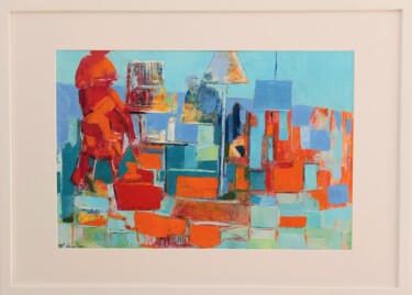 Schilderij getiteld ""LES LISEUSES"" door Marie-Paule Lingelser, Origineel Kunstwerk, Olie Gemonteerd op Karton