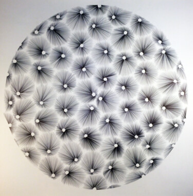Drawing titled "cercle n°6" by Vincent Servoz, Original Artwork, Ballpoint pen Mounted on Cardboard