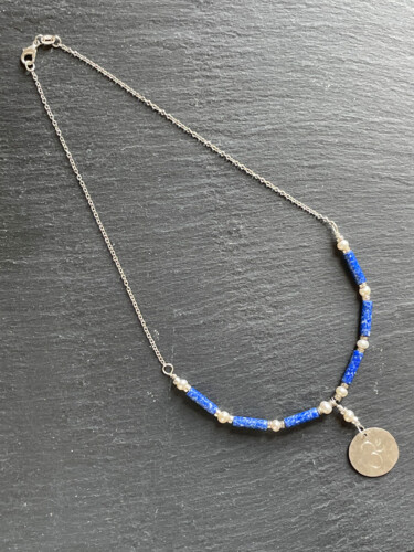 Collier lapis lazuli perles et argent 925