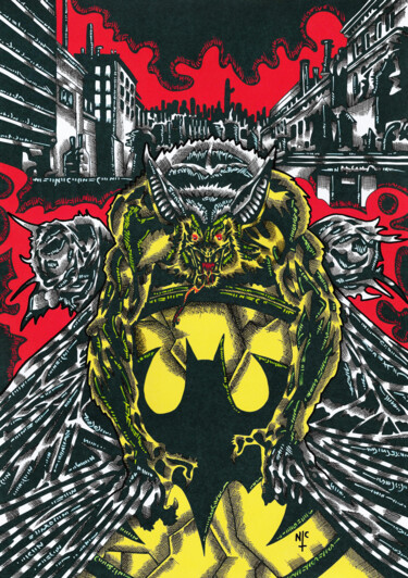 "MANBAT" başlıklı Resim Nicholas Price tarafından, Orijinal sanat, Mürekkep