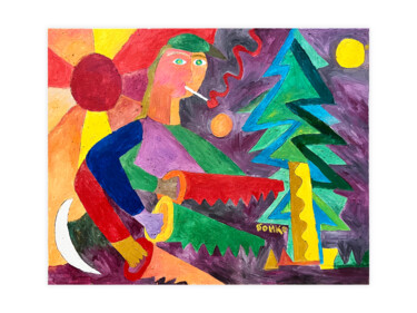 Pittura intitolato "Forest, 80*100 cm,…" da Petro Boyko, Opera d'arte originale, Olio Montato su Telaio per barella in legno