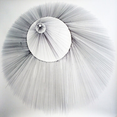 Tekening getiteld "cercle n°7" door Vincent Servoz, Origineel Kunstwerk, Balpen Gemonteerd op Karton