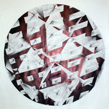 图画 标题为“cercle n°8” 由Vincent Servoz, 原创艺术品, 圆珠笔 安装在纸板上