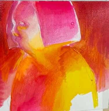 Painting titled "Madeleine rose" by Julia Floch Carbonel, Original Artwork, Ink