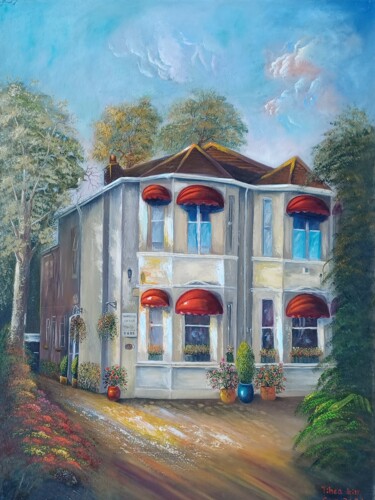 Charming Guesthouse 绘画 标题为“Charming Guesthouse” 由Jihea Kim, 原创艺术品, 丙烯 安装在木质担架架上