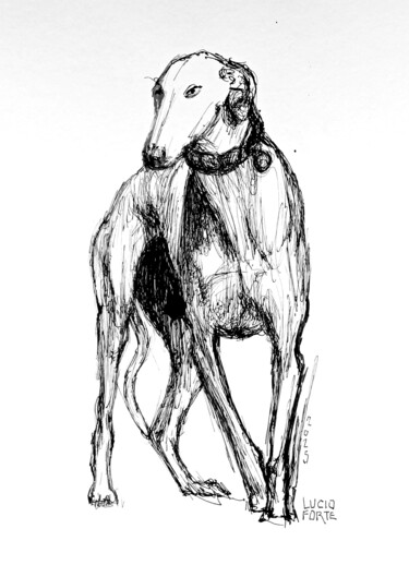 Σχέδιο με τίτλο "Dog anatomy" από Lucio Forte, Αυθεντικά έργα τέχνης, Μελάνι
