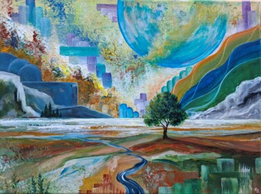 Celestial Awakening Pintura intitulada "Celestial Awakening" por Elvina Setkeri, Obras de arte originais, Acrílico Montado em Armação em madeira