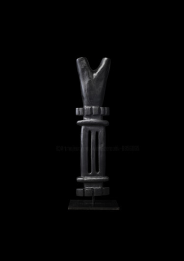 Sculpture titled "Black Soul 14" by Akim Zerouali, Original Artwork, Wood