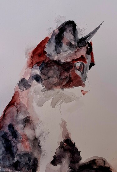Painting titled "Chat alors!" by Jean Marc Bramy, Original Artwork, Watercolor