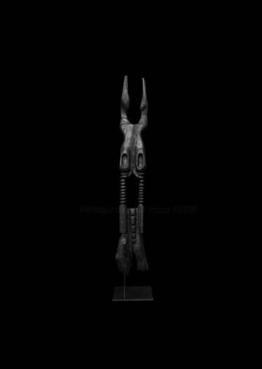 Γλυπτική με τίτλο "Black Soul 16" από Akim Zerouali, Αυθεντικά έργα τέχνης, Ξύλο