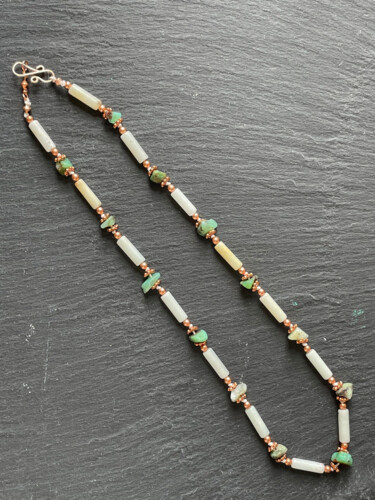 collier amazonite et cuivre sur fil de soie