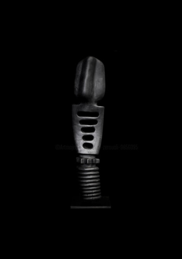 Sculpture titled "Black Soul 25" by Akim Zerouali, Original Artwork, Wood