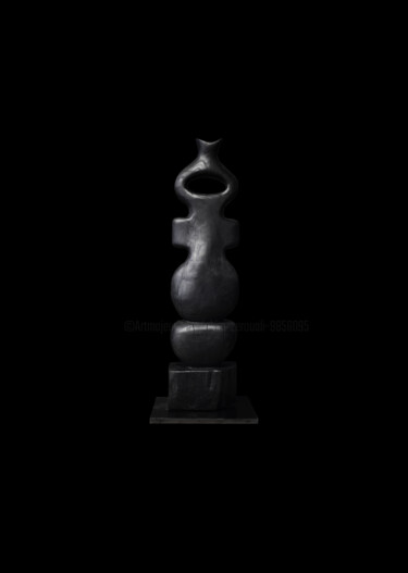 Skulptur mit dem Titel "Black Soul 28" von Akim Zerouali, Original-Kunstwerk, Holz