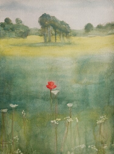 Pintura intitulada "Fearless Flower" por Emily Wilson, Obras de arte originais, Aquarela