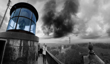 Photography titled "Pluie au phare de l…" by Ambre Art, Original Artwork, Manipulated Photography