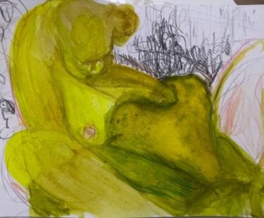 Drawing titled "Cunni jaune" by Julia Floch Carbonel, Original Artwork, Ink