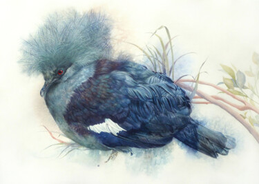 Fairytale bird Painting titled "Fairytale bird" by Tatiana Sereda, Original Artwork, Watercolor