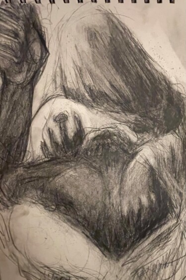 제목이 "Cunni gris et voilé"인 그림 Julia Floch Carbonel로, 원작, 실버 포인트
