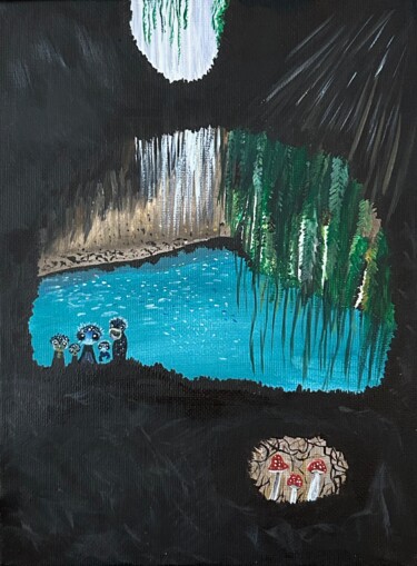 Pintura intitulada "Amphibian eyes" por Sofianova, Obras de arte originais, Acrílico Montado em Armação em madeira
