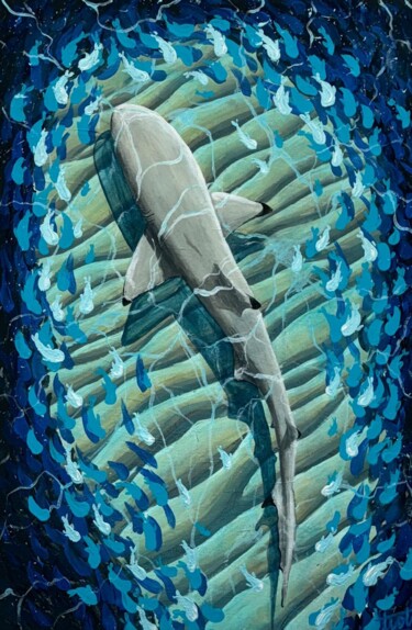 Painting titled "Paisible" by Tiote, Original Artwork, Acrylic Mounted on Wood Stretcher frame