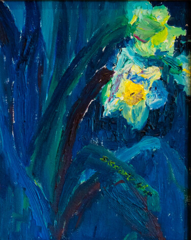 Картина под названием "Blooming Daffodils" - Shyami Codippily, Подлинное произведение искусства, Масло Установлен на Деревян…