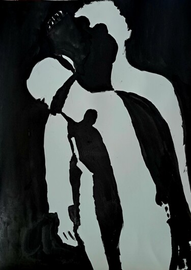 Peinture intitulée "Silhouettes" par Jean Marc Bramy, Œuvre d'art originale, Encre