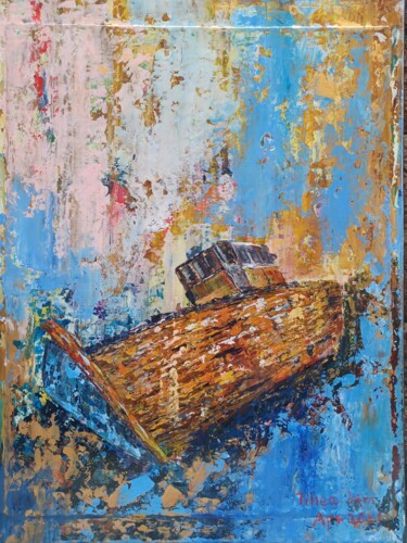 Adrift in Time Pintura intitulada "Adrift in Time" por Jihea Kim, Obras de arte originais, Acrílico Montado em Armação em madeira